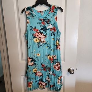 Belle Sky Blue Floral Dress Size XL NEW
